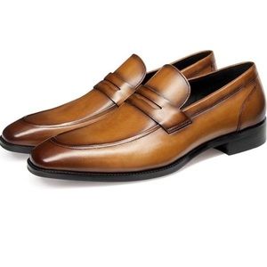 GIFENNSE Pair of Men's Dress Shoes Slip-On Loafers Formal Leather Shoes New